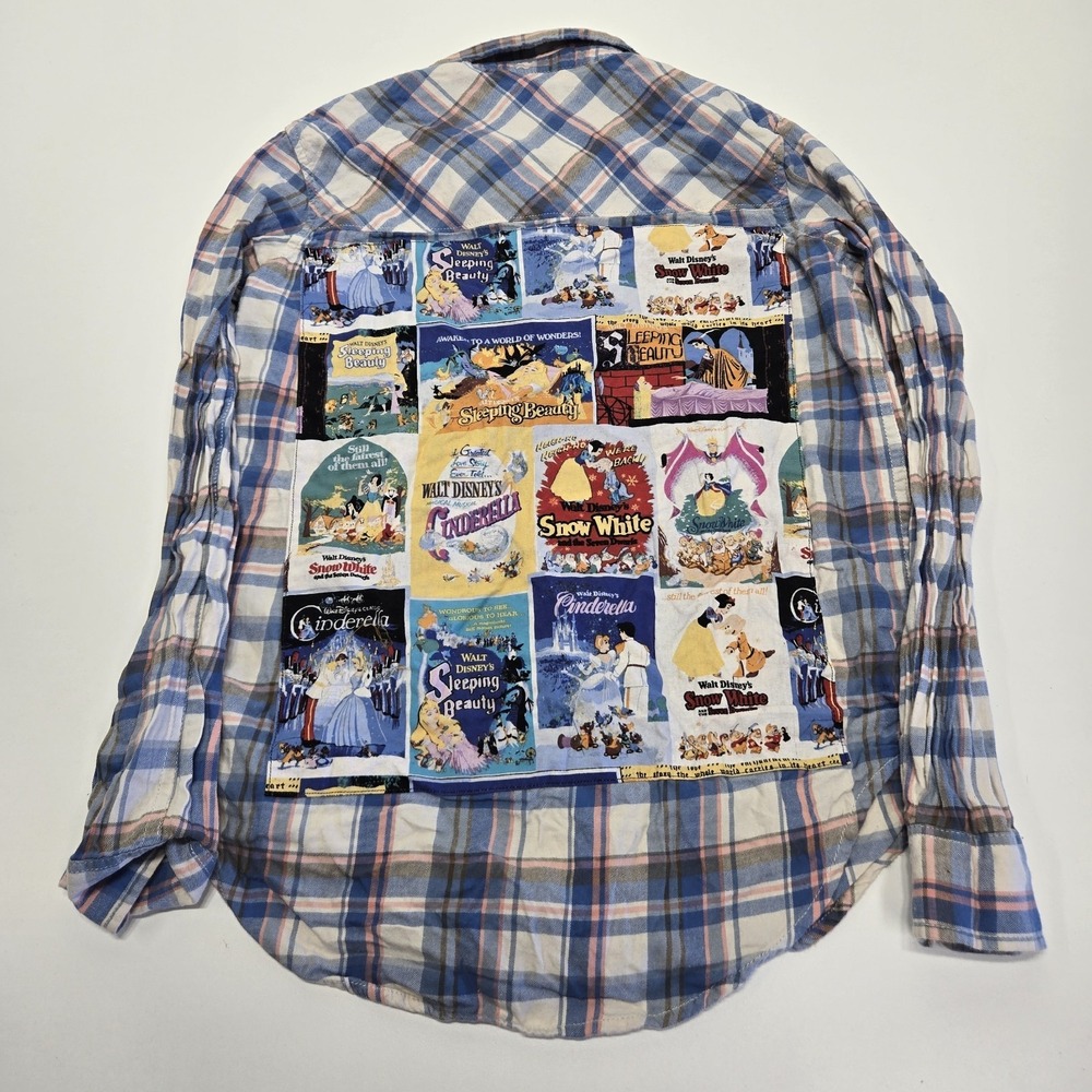 Disney Shirt Womens XS Extra‎ Small Button Up Flannel Princess Mudd Long Sleeve